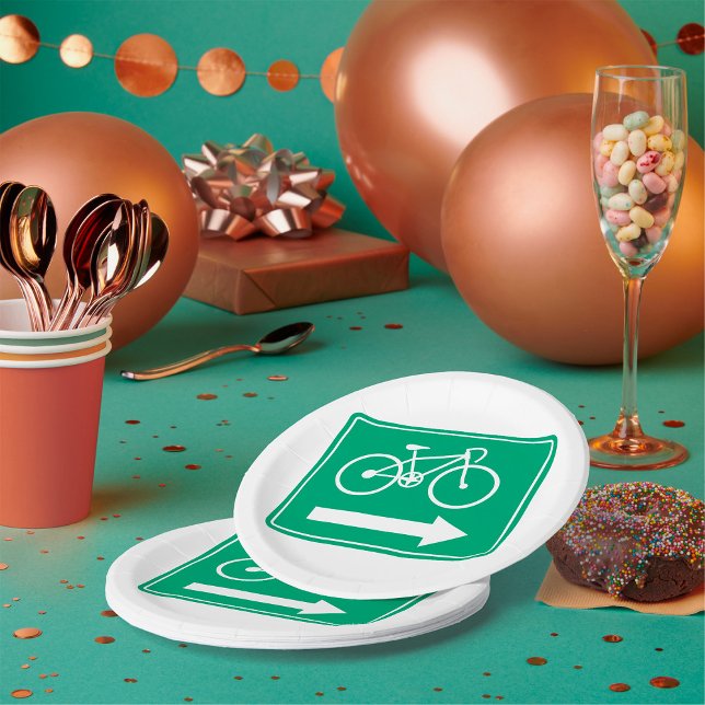 Assiettes En Carton Itinéraires de cyclage Plaques de papier fléché (Créateur téléchargé)