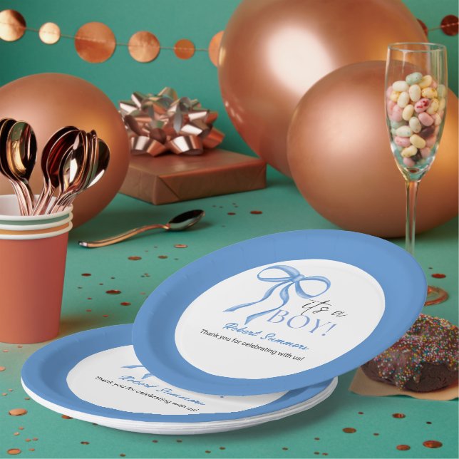 Assiettes En Carton It's a Boy Blue Ribbon (Multi)