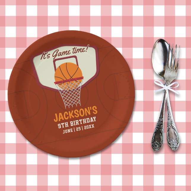 Assiettes En Carton It's Game time! Fun Basketball theme Birthday Kids (Créateur téléchargé)