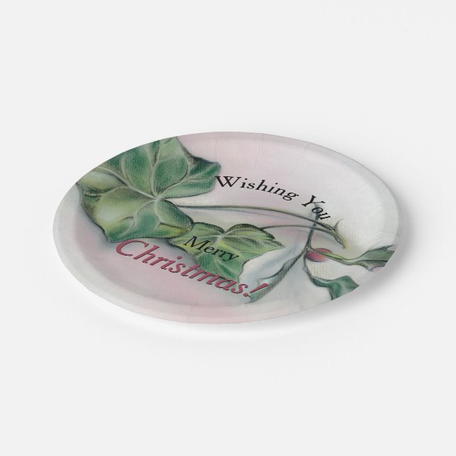 Assiettes En Carton Ivy et Holly Christmas (Angle)