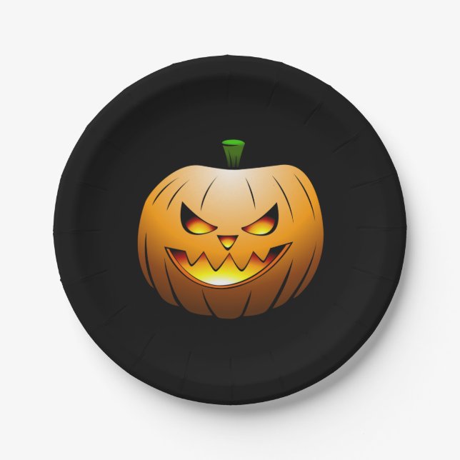 Assiettes En Carton Jack O'lanterns Nuit d'Halloween (Devant)