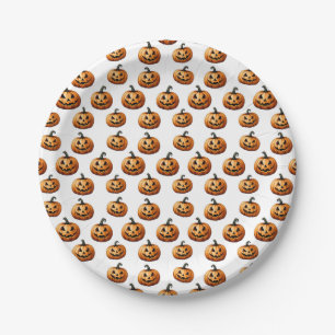 Assiettes En Carton Jack O'Lanterns sur blanc