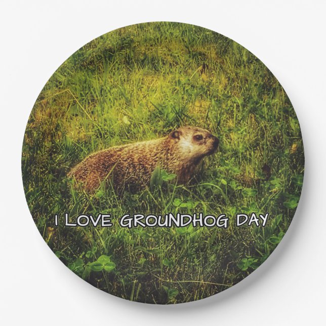 Assiettes En Carton J'adore Groundhog Day plaques (Devant)