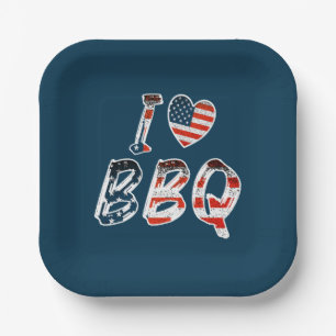 Assiettes En Carton J'adore le barbecue, patriotique américain