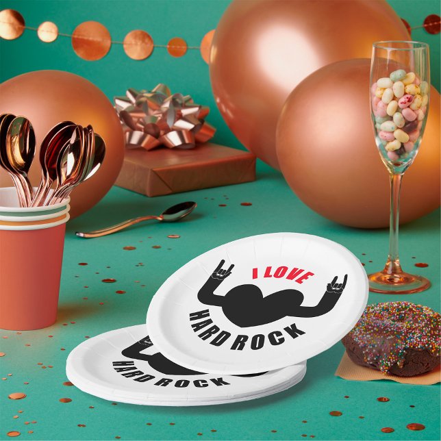 Assiettes En Carton J'adore le hard rock (Créateur téléchargé)