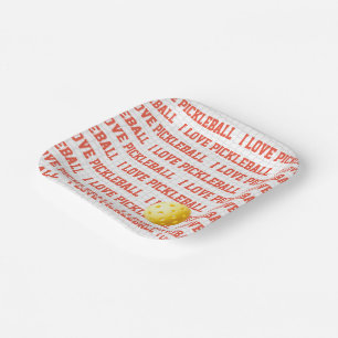 Assiettes En Carton J'ADORE PICKLEBALL Sports Yellow Ball Net Fun