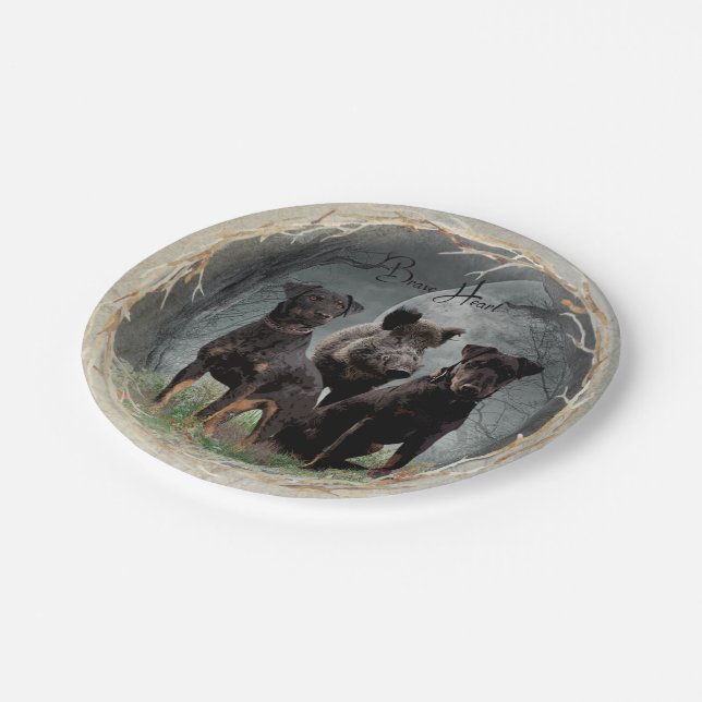 Assiettes En Carton Jagdterrier, brave affiche de tapisserie cardiaque (Angle)