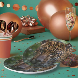 Assiettes En Carton Jaguar aux yeux verts,