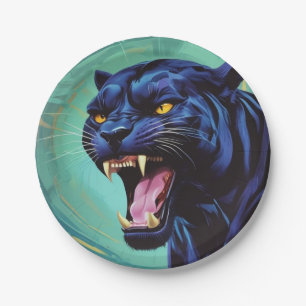 Assiettes En Carton Jaguar - Panthère noire