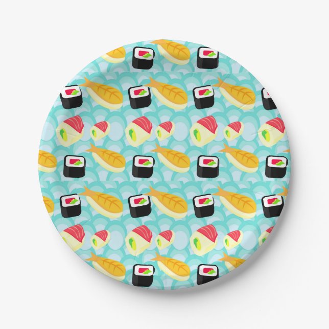 Assiettes En Carton J'aime la plaque à papier de sushi (Devant)