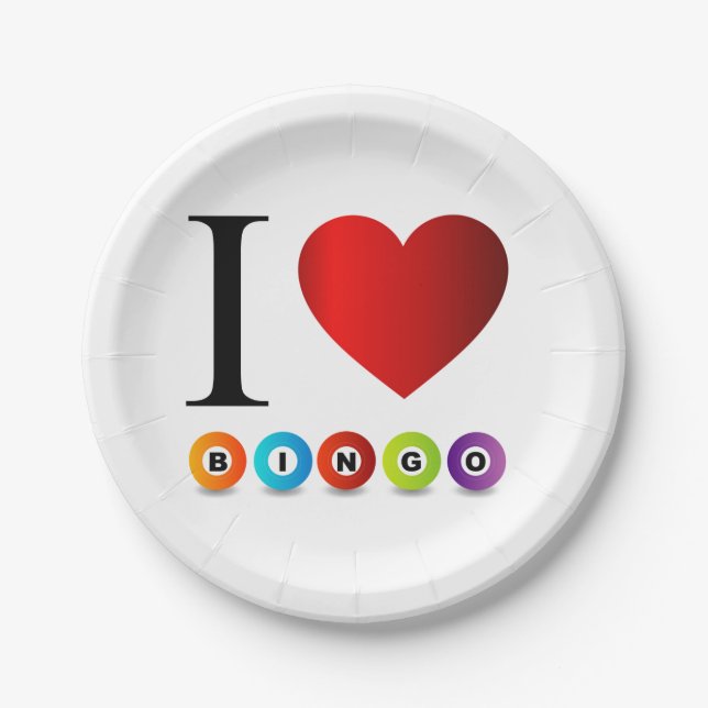 Assiettes En Carton J'aime le bingo-test (Devant)