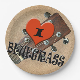 ASSIETTES EN CARTON J'AIME LE BLUEGRASS