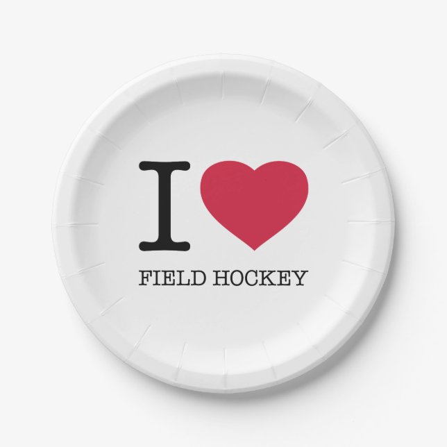 ASSIETTES EN CARTON J'AIME LE HOCKEY SUR LE TERRAIN (Devant)