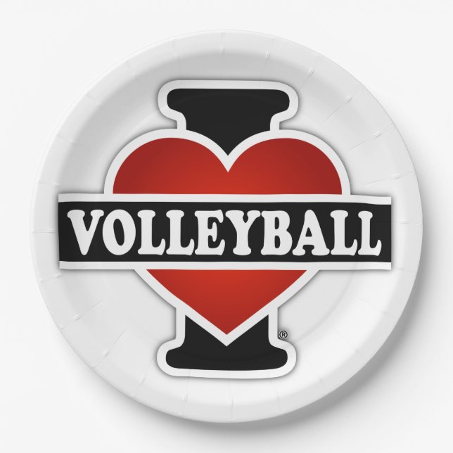 Assiettes En Carton J'aime le volleyball (Devant)