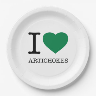ASSIETTES EN CARTON J'AIME LES ARTICHOKES
