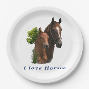 Assiettes En Carton J'aime les chevaux plaque en papier
