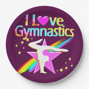ASSIETTES EN CARTON J'AIME LES GYMNASTIQUES POUR LES PAPIERS