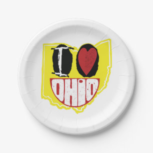 Assiettes En Carton J'Aime Ohio Sourire Un Visage Heureux