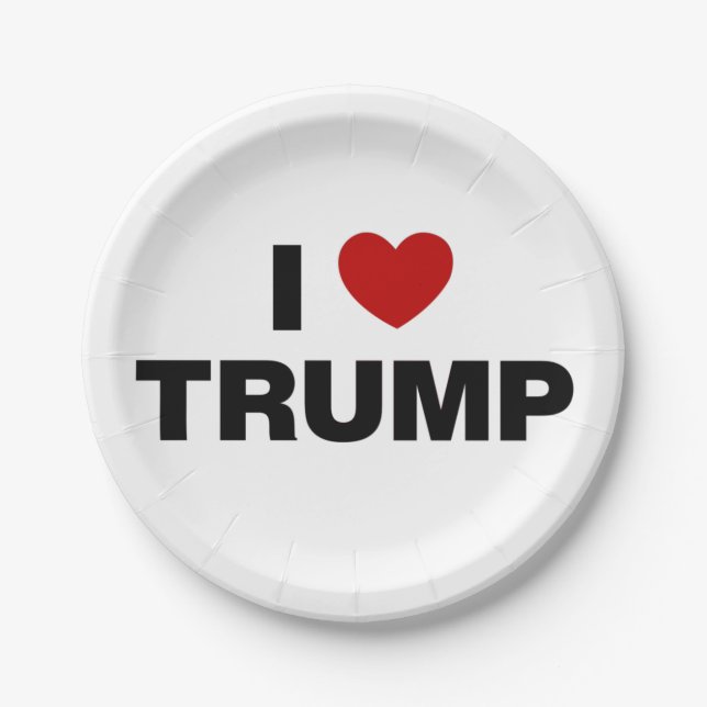 Assiettes En Carton J'aime Trump (Devant)