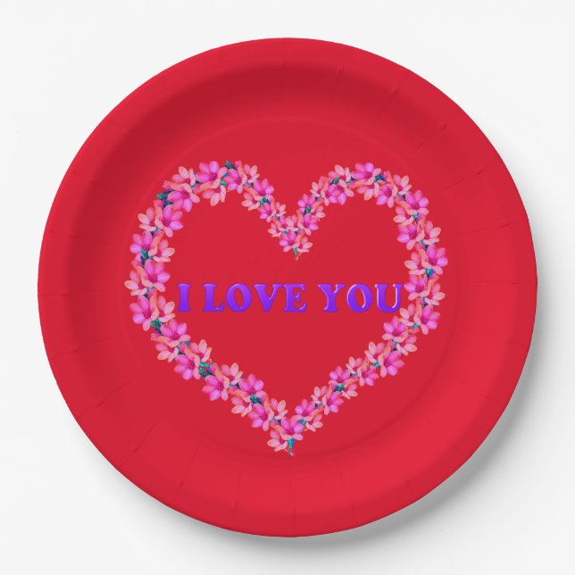 Assiettes En Carton J'Aime Vos Plaques De Papier 9" (Devant)