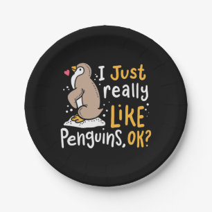 Assiettes En Carton J'Aime Vraiment Les Pingouins Ok