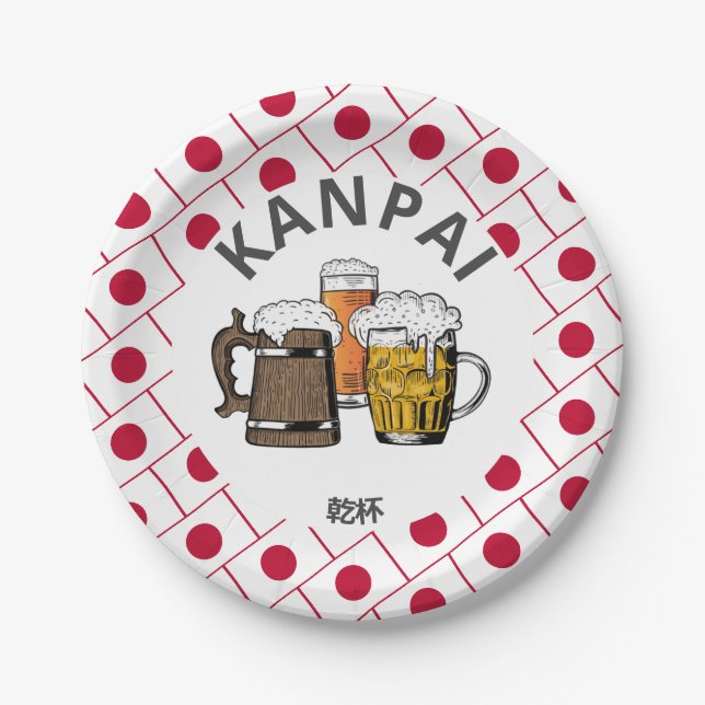 Assiettes En Carton JAPON Kanpai 乾 杯 Grande Bière Japonaise (Devant)