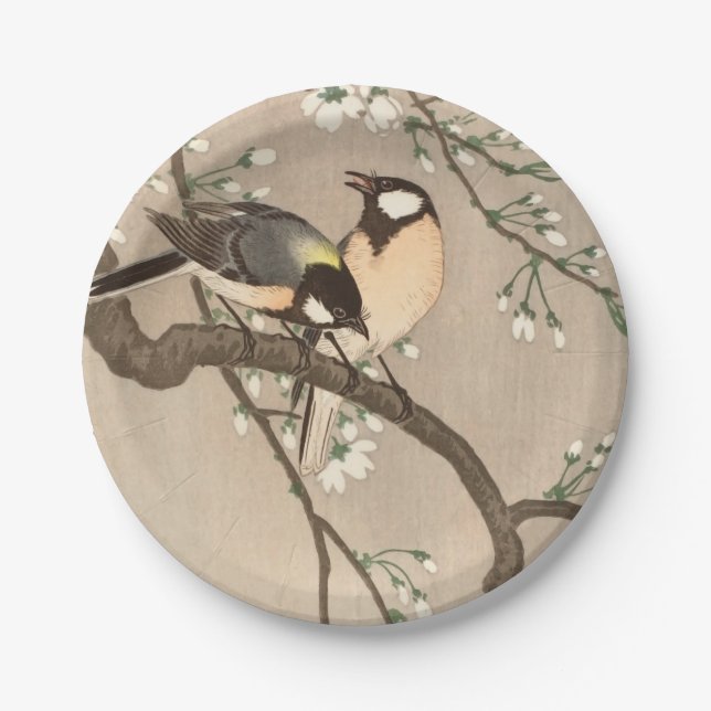 Assiettes En Carton Japonais Asiatique Koson Bird Chickadee Songbird (Devant)