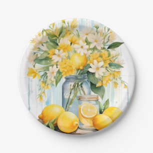 Assiettes En Carton Jar à fleurs de citron d'été