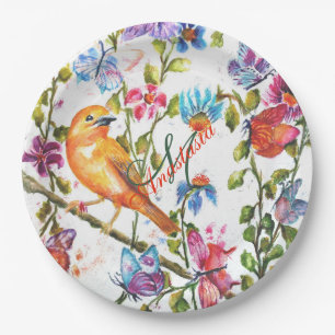 ASSIETTES EN CARTON JARDIN À FLEURS BLANCHES PARTI MONOGRAM