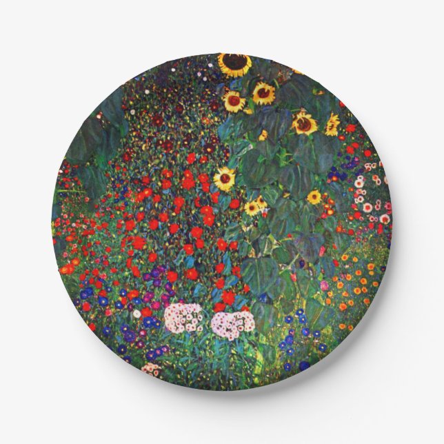 Assiettes En Carton Jardin aux fleurs Gustav Klimt (Devant)
