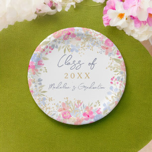 Assiettes En Carton Jardin boho pastel diplômé fleur sauvage