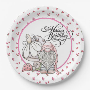 Assiettes En Carton Jardin d'anniversaire Gnome