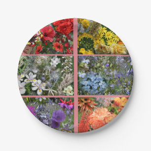 Assiettes En Carton Jardin de fleurs aux couleurs arc-en-ciel
