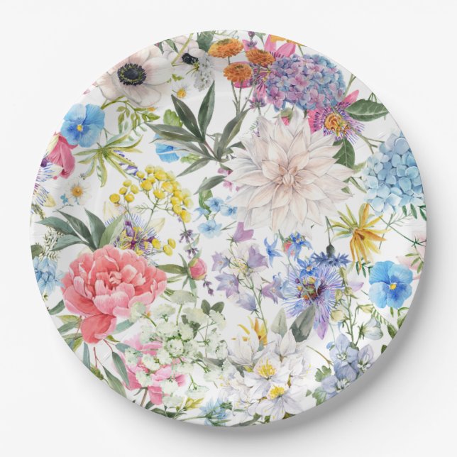 Assiettes En Carton Jardin de fleurs sauvages Plaque de papier (Devant)