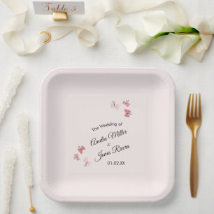Assiettes En Carton Jardin de papillons roses mariage romantique simpl