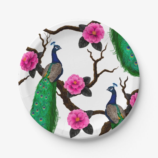 Assiettes En Carton Jardin de Peacock (Devant)
