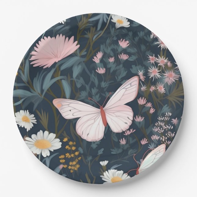 Assiettes En Carton Jardin des papillons (Devant)