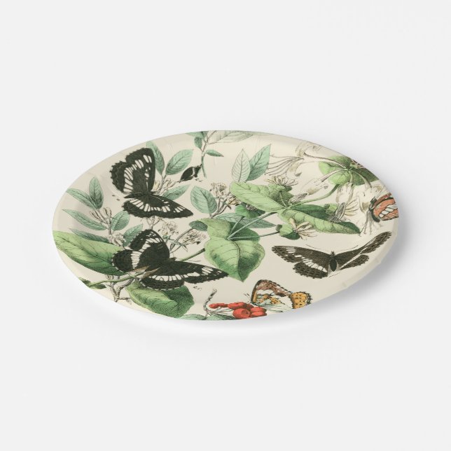 Assiettes En Carton Jardin des papillons et des fleurs (Angle)