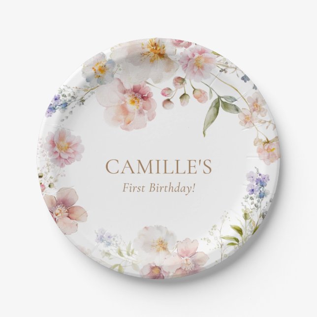 Assiettes En Carton Jardin fleur sauvage Anniversaire (Devant)