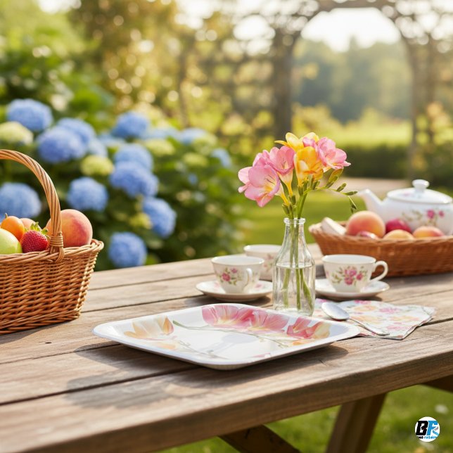 Assiettes En Carton Jardin Fleur sauvage moderne Baby shower verdoyant (Créateur téléchargé)