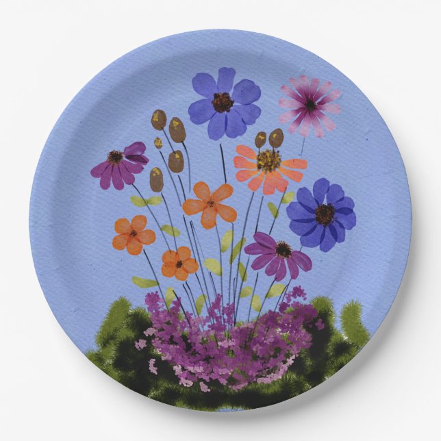 Assiettes En Carton Jardin fleuri (Devant)