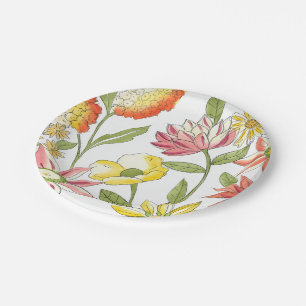 Assiettes En Carton Jardin fleuri avec Arrière - plan blanc