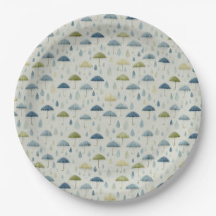Assiettes En Carton Jardin Floral de Pluie Serein (4)