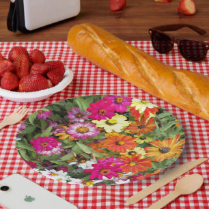 Assiettes En Carton Jardin floral de Zinnia