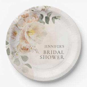 Assiettes En Carton Jardin Floral Eucalyptus Baby Shower Mariage
