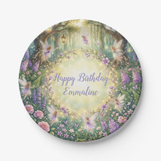 Assiettes En Carton Jardin Floral Fée Violet Anniversaire