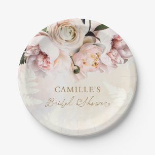Assiettes En Carton Jardin Floral Rose pour la Mariée