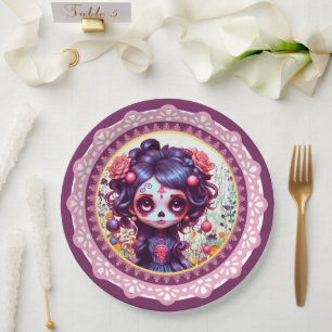 Assiettes En Carton Jardin gothique mignon Crâne de sucre