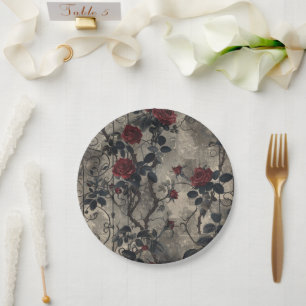 Assiettes En Carton Jardin gothique victorien Rose Motif