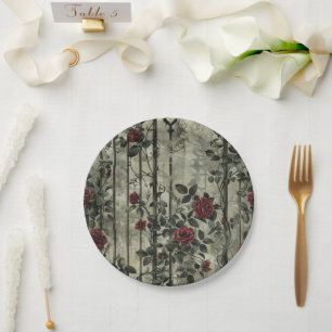 Assiettes En Carton Jardin gothique victorien Rose Motif